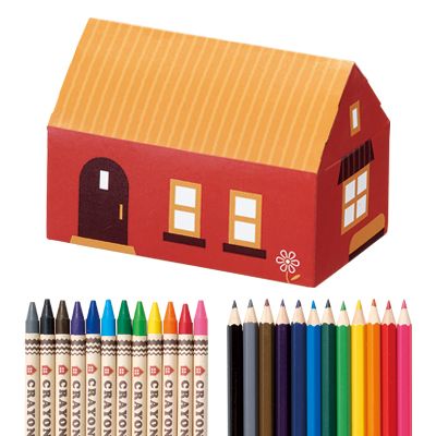 家型ボックス　クレヨン＆色鉛筆セット
