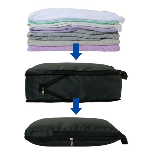 圧縮できるトラベルポーチ