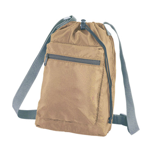 ファスナーポケット付きショルダー巾着ポーチ（撥水加工）