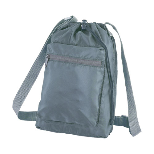 ファスナーポケット付きショルダー巾着ポーチ（撥水加工）