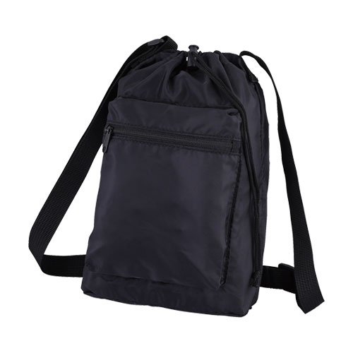 ファスナーポケット付きショルダー巾着ポーチ（撥水加工）