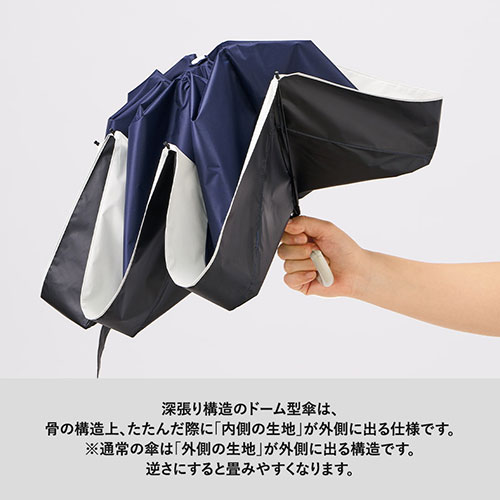 ドーム型ツートーン遮光折りたたみ傘