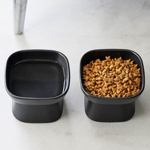 山崎実業 Yamazaki 食べやすい高さ陶器ペットフードボウル タワー