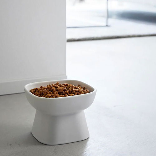 山崎実業 Yamazaki 食べやすい高さ陶器ペットフードボウル タワー