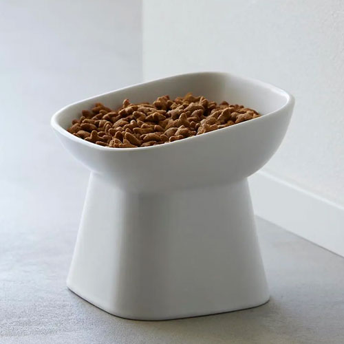 山崎実業 Yamazaki 食べやすい高さ陶器ペットフードボウル タワー 斜めトール