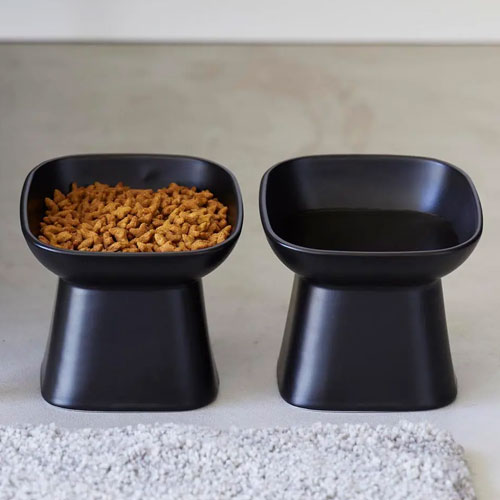 山崎実業 Yamazaki 食べやすい高さ陶器ペットフードボウル タワー 斜めトール