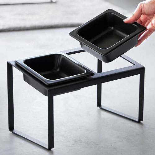 山崎実業 Yamazaki ペットフードボウルスタンドセット タワー 斜めハイタイプ