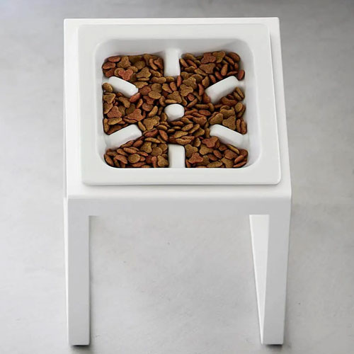 山崎実業 Yamazaki 早食い防止ペットフードボウルスタンド タワー 斜めハイタイプ