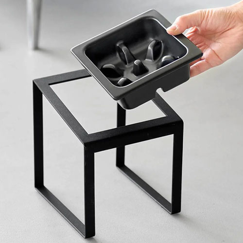 山崎実業 Yamazaki 早食い防止ペットフードボウルスタンド タワー 斜めハイタイプ