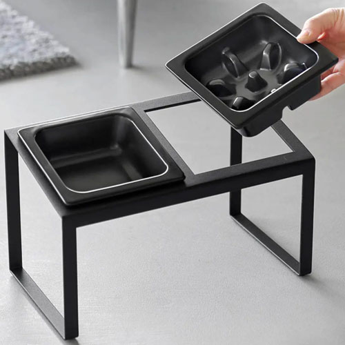 山崎実業 Yamazaki 早食い防止ペットフードボウルスタンドセット タワー 斜めハイタイプ