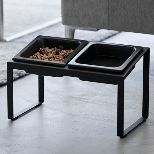 山崎実業 Yamazaki 早食い防止ペットフードボウルスタンドセット タワー 斜めハイタイプ