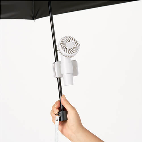 日傘にもつけられるクリップ付ハンディファン