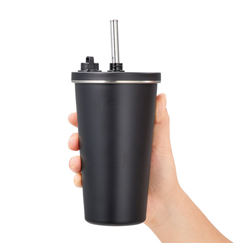 ストロー付ステンレスサーモタンブラー470ml