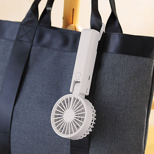 折りたたみ式2WAYダブルファン（カラビナ付き）