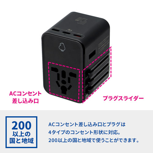 dretec PD45W対応 海外用マルチ変換プラグ