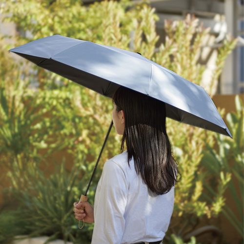 ウッドハンドル遮光耐風折り傘(晴雨兼用)