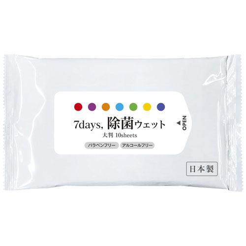 7days,除菌ウェット ノンアルコール 大判 10枚