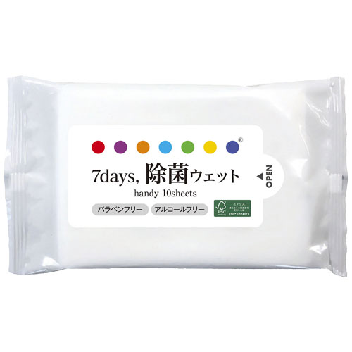 7days,除菌ウェットFSCハンディ ノンアルコール10枚