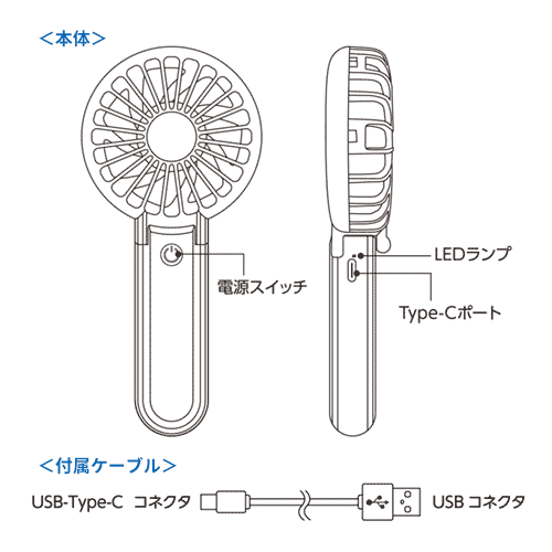 折りたたみハンディUSBファン