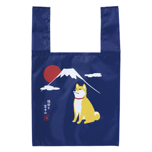 福柴と富士山 たっぷりマチのコンビニエコバッグ