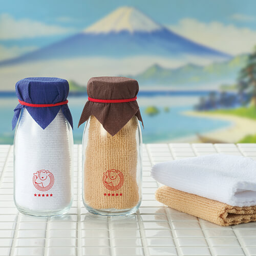牛乳瓶入りハンカチタオル