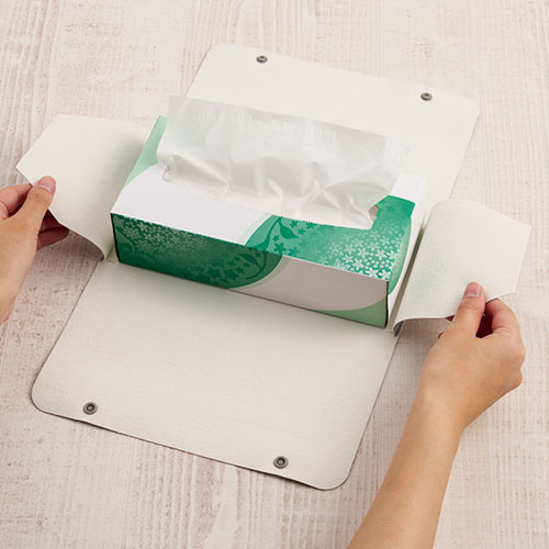 カラモ レザー調ボックスティッシュケース