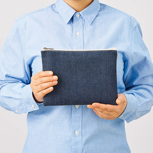 デニムフラットポーチ（M）